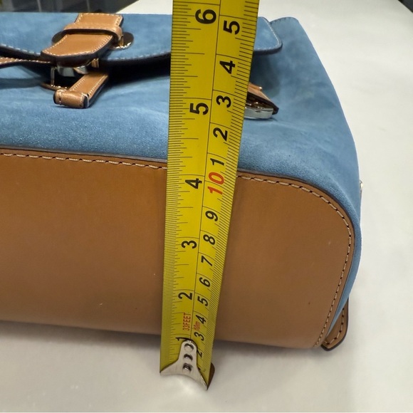 Michael Kors Women’s “Romy” Denim Blue Suede & Tan Leather Backpack NWT - Picture 9 of 16